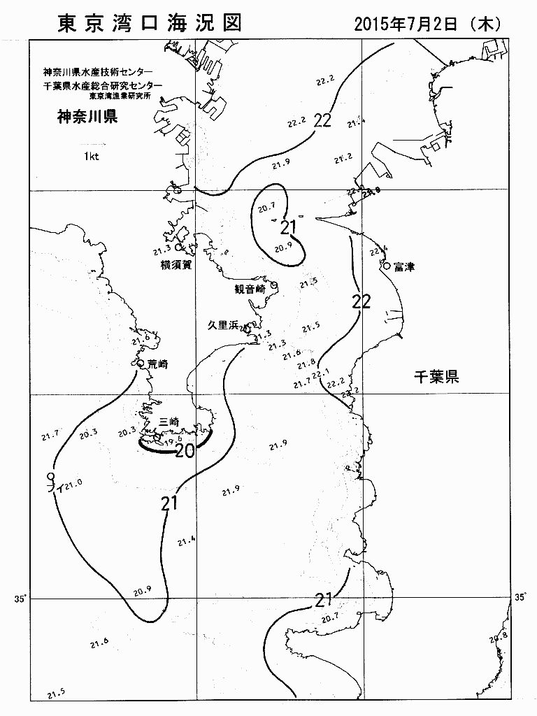 海況図, 東京湾口海況図 検索結果, (水温分布 等を図示)