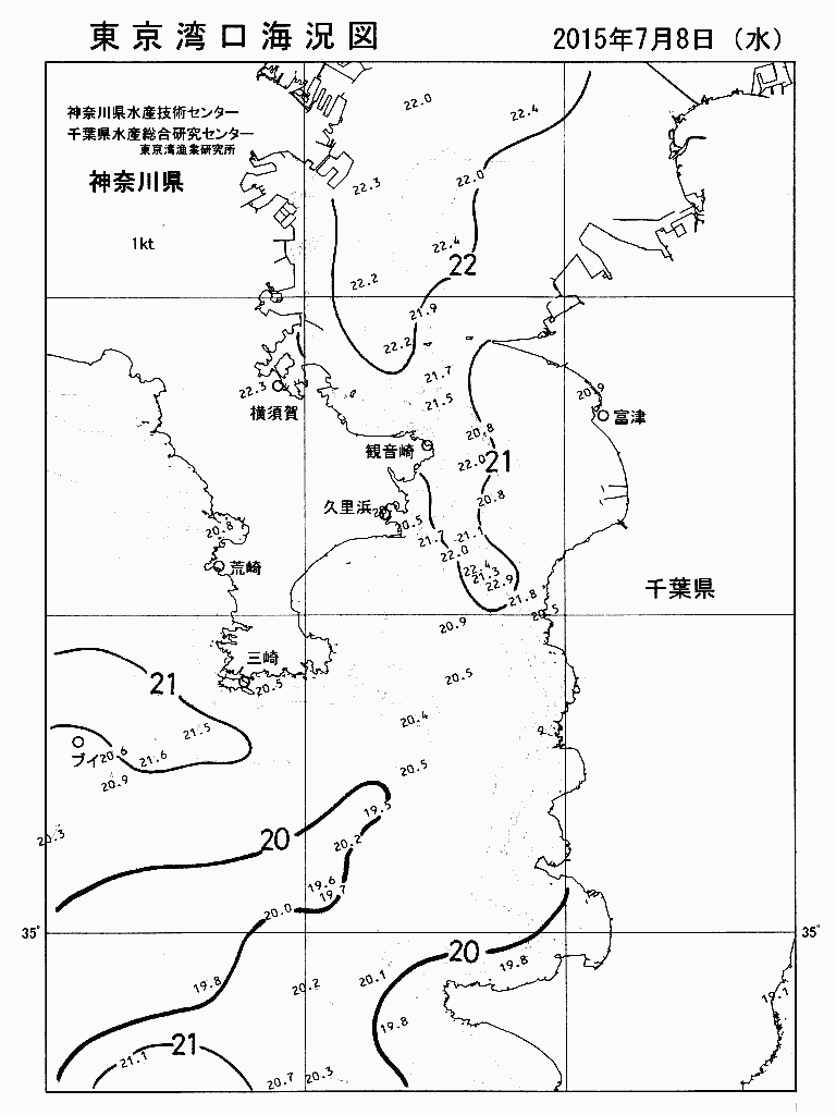 海況図, 東京湾口海況図 検索結果, (水温分布 等を図示)