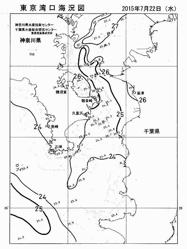 海況図, 東京湾口海況図 検索結果, (水温分布 等を図示)