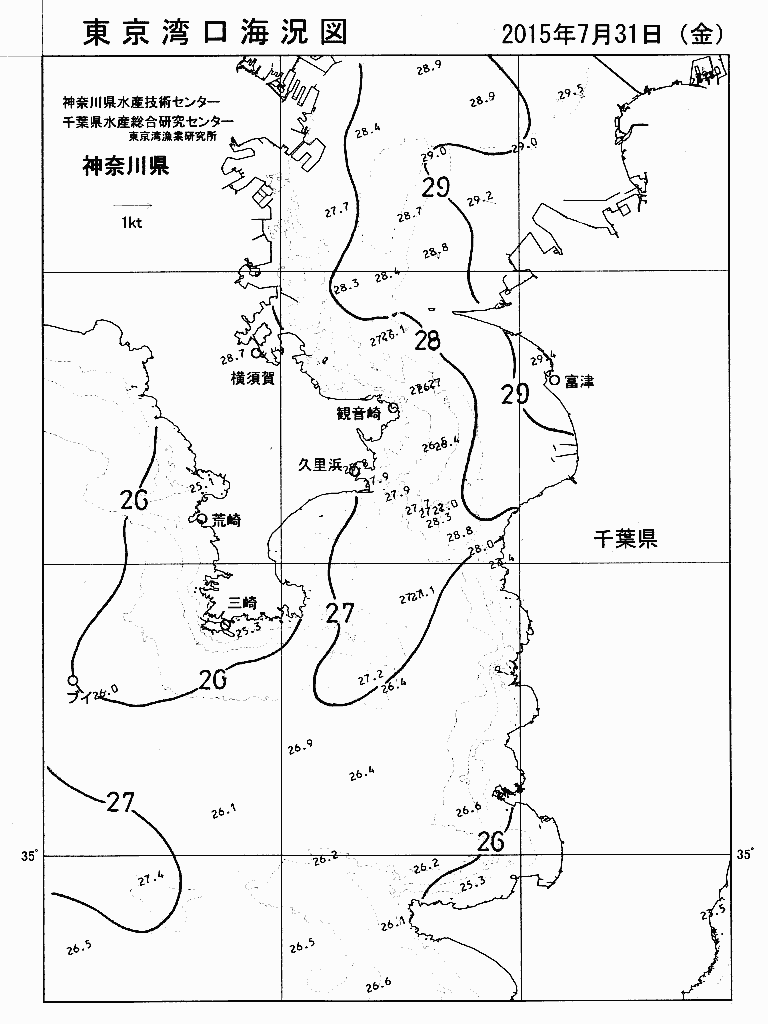 海況図, 東京湾口海況図 検索結果, (水温分布 等を図示)