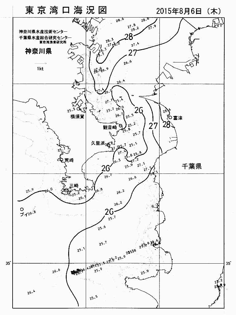 海況図, 東京湾口海況図 検索結果, (水温分布 等を図示)