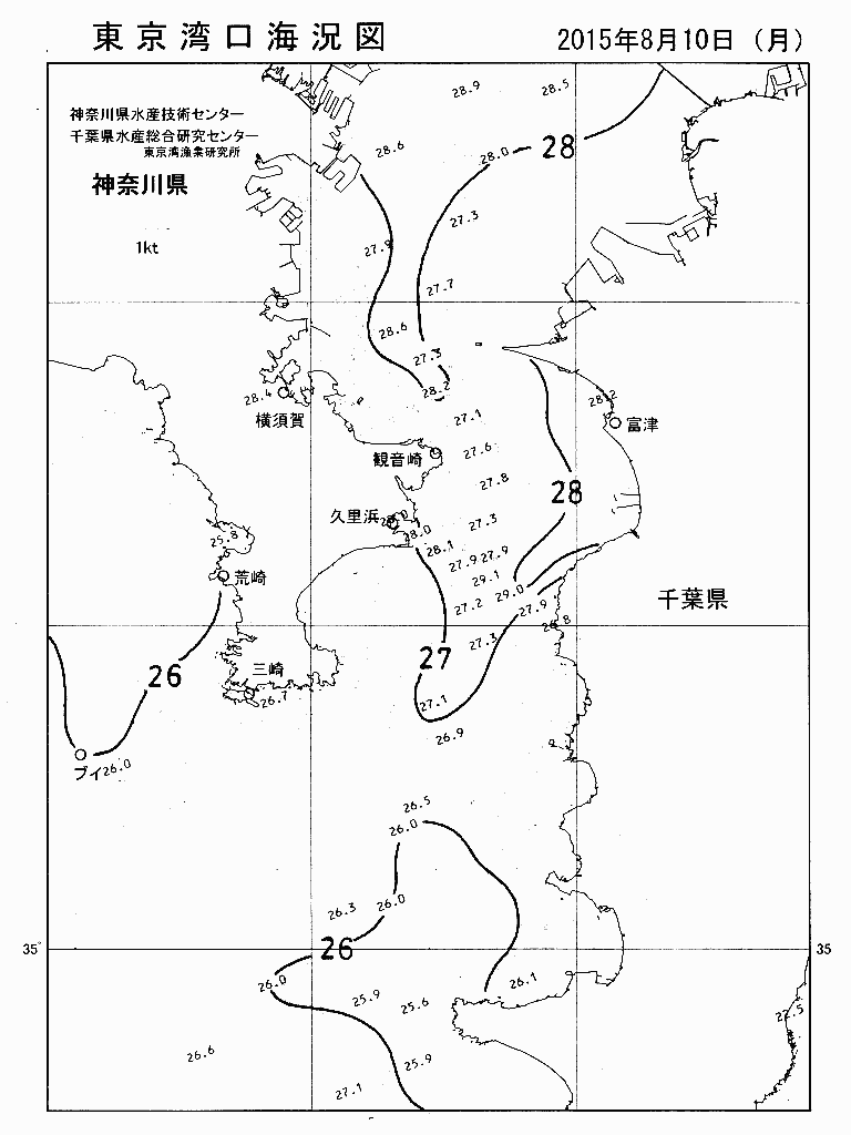 海況図, 東京湾口海況図 検索結果, (水温分布 等を図示)