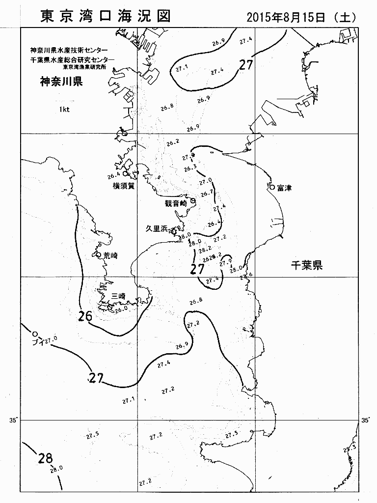 海況図, 東京湾口海況図 検索結果, (水温分布 等を図示)