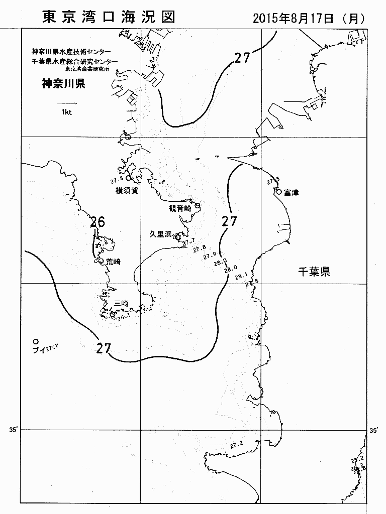 海況図, 東京湾口海況図 検索結果, (水温分布 等を図示)