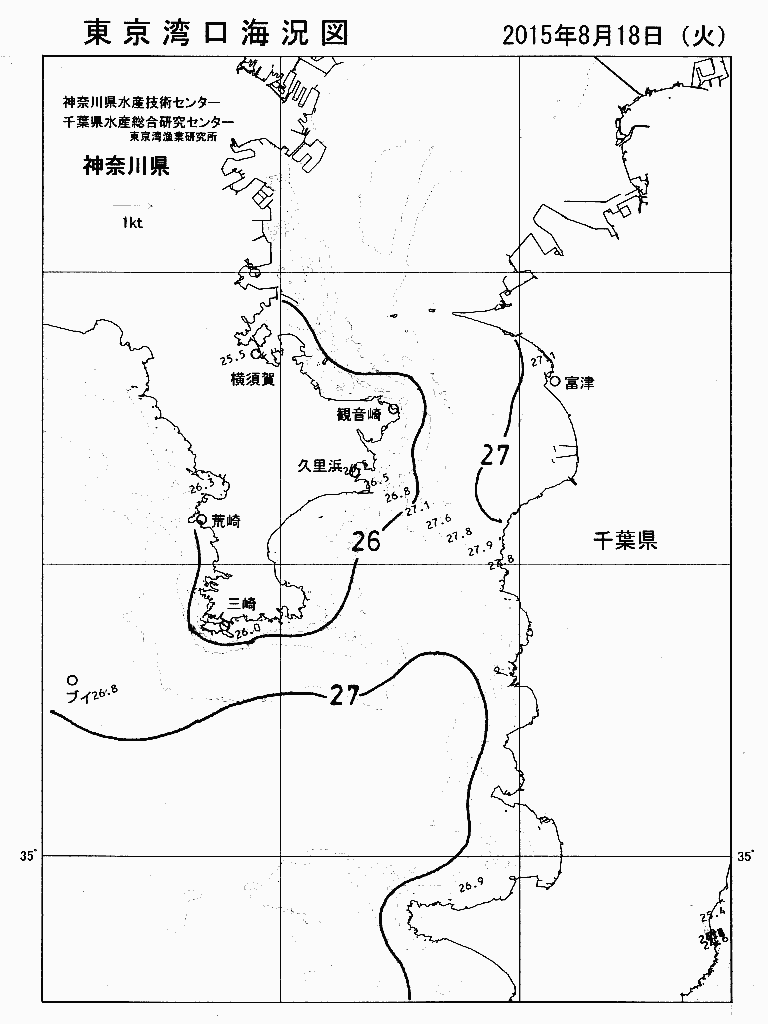 海況図, 東京湾口海況図 検索結果, (水温分布 等を図示)
