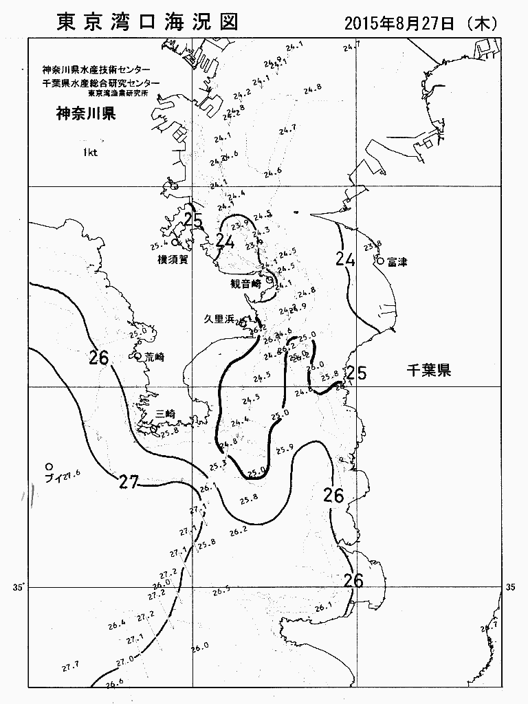 海況図, 東京湾口海況図 検索結果, (水温分布 等を図示)
