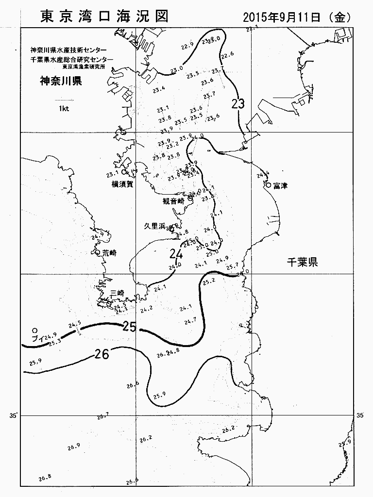 海況図, 東京湾口海況図 検索結果, (水温分布 等を図示)