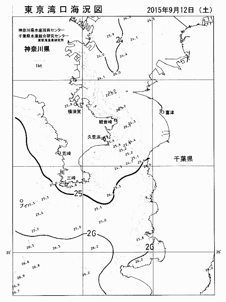 海況図, 東京湾口海況図 検索結果, (水温分布 等を図示)