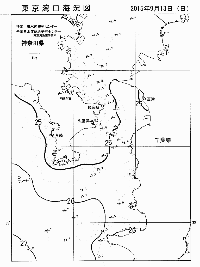 海況図, 東京湾口海況図 検索結果, (水温分布 等を図示)