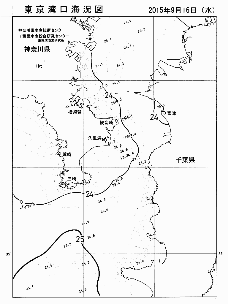海況図, 東京湾口海況図 検索結果, (水温分布 等を図示)