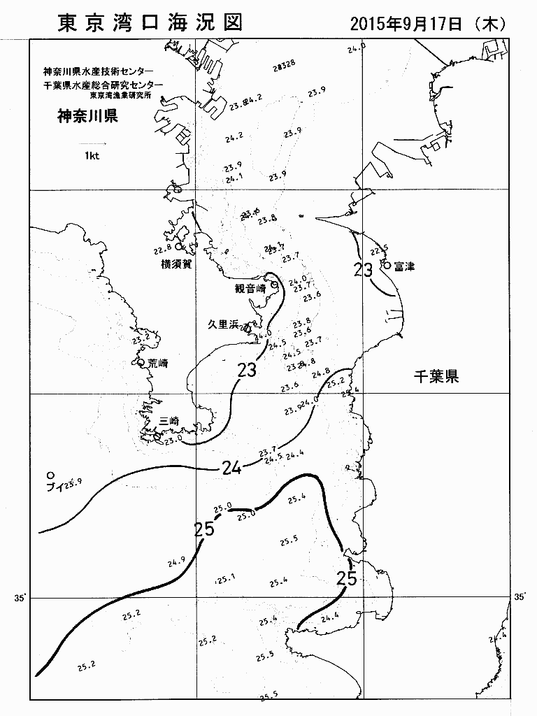 海況図, 東京湾口海況図 検索結果, (水温分布 等を図示)