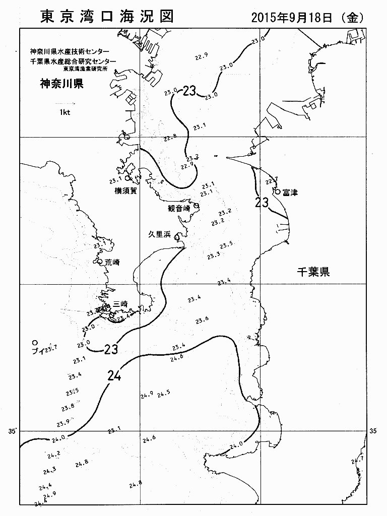 海況図, 東京湾口海況図 検索結果, (水温分布 等を図示)