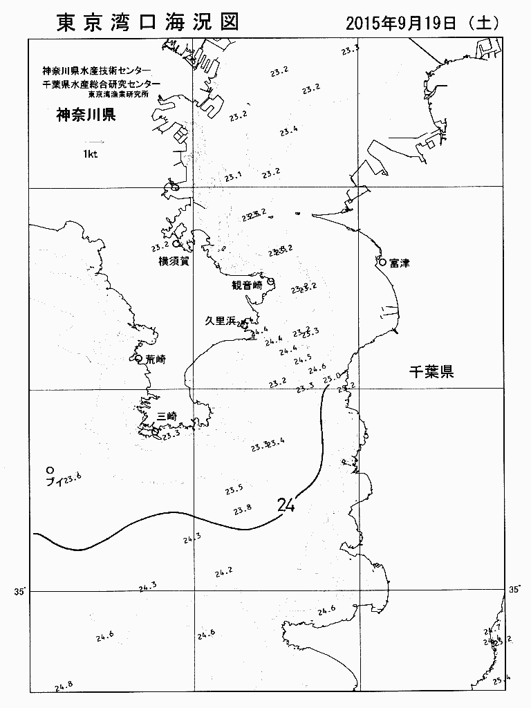 海況図, 東京湾口海況図 検索結果, (水温分布 等を図示)