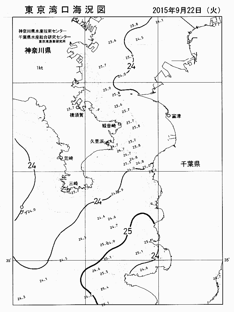 海況図, 東京湾口海況図 検索結果, (水温分布 等を図示)