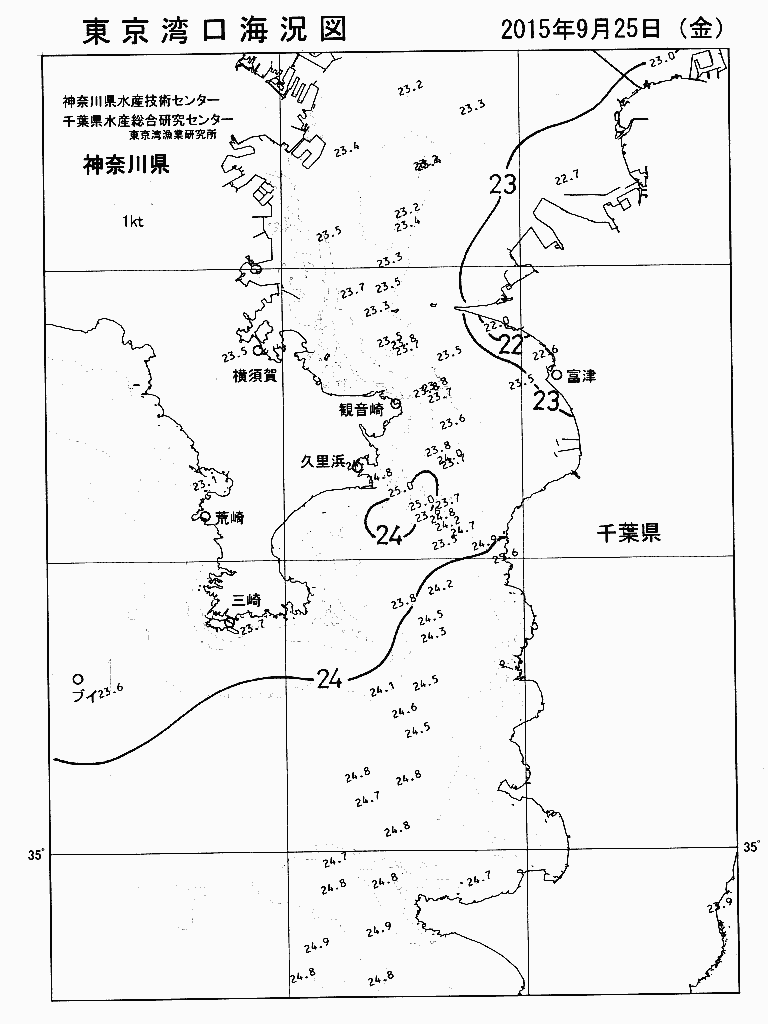 海況図, 東京湾口海況図 検索結果, (水温分布 等を図示)