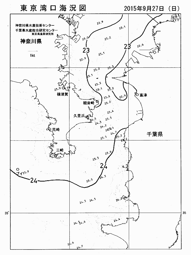 海況図, 東京湾口海況図 検索結果, (水温分布 等を図示)