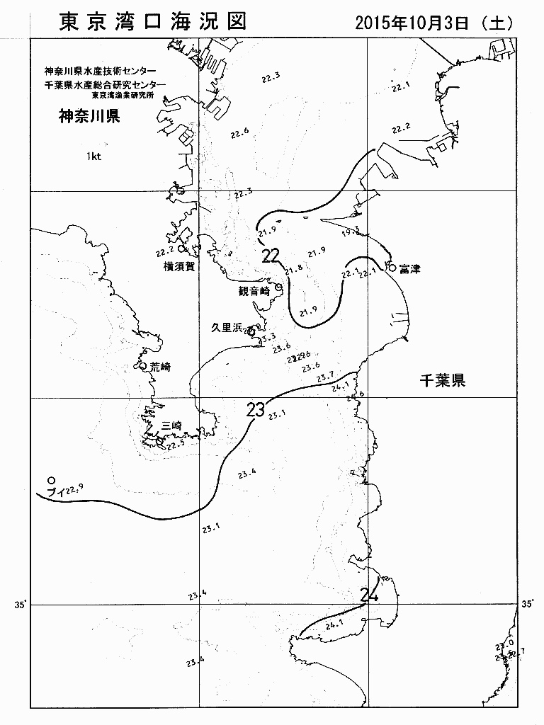 海況図, 東京湾口海況図 検索結果, (水温分布 等を図示)