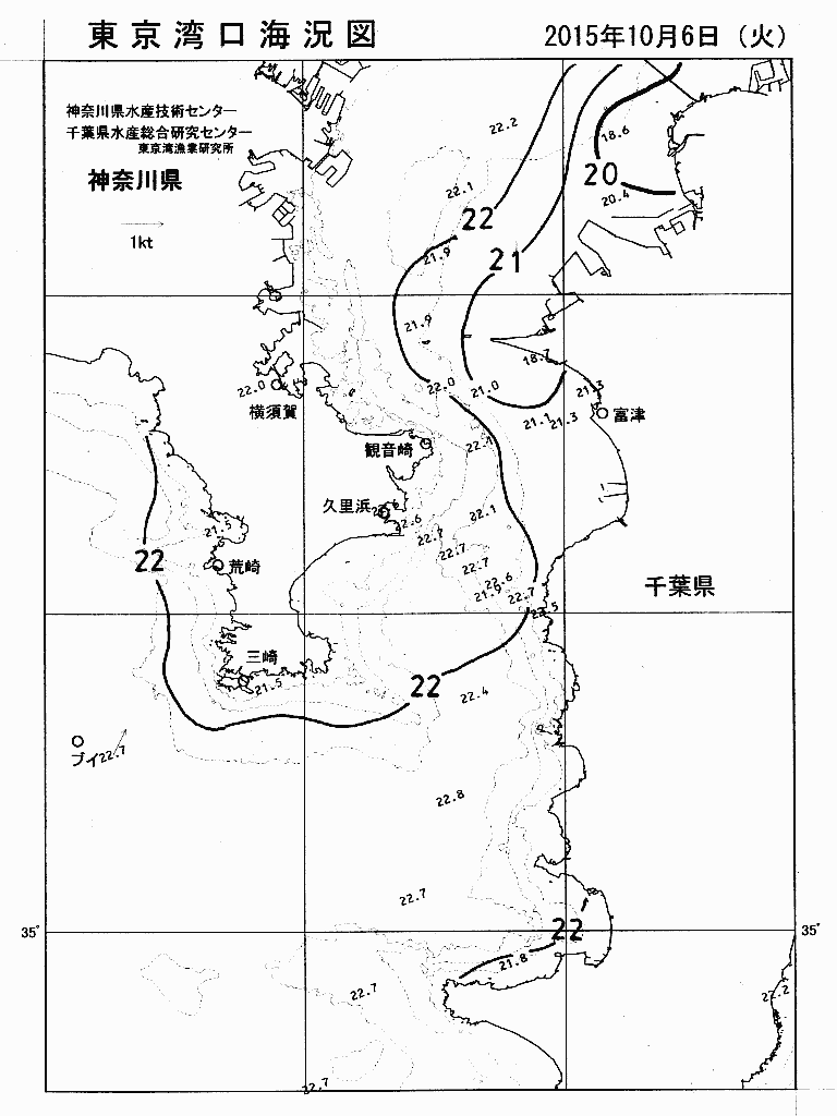 海況図, 東京湾口海況図 検索結果, (水温分布 等を図示)