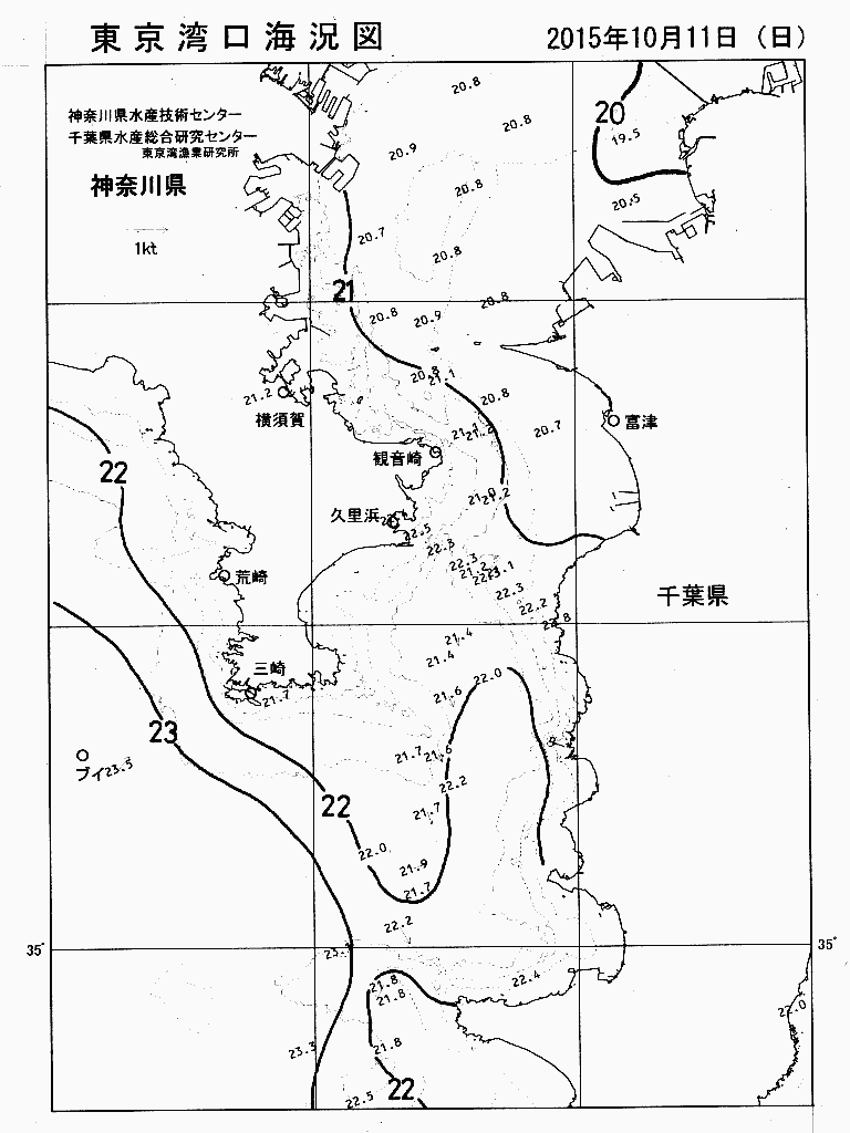 海況図, 東京湾口海況図 検索結果, (水温分布 等を図示)