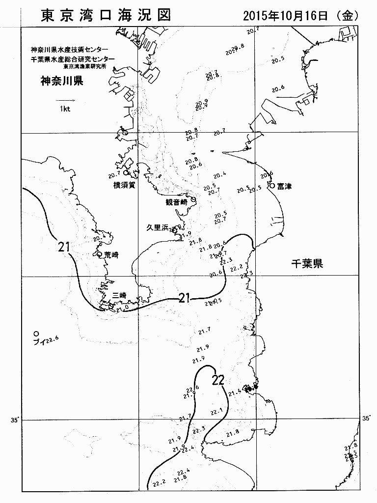 海況図, 東京湾口海況図 検索結果, (水温分布 等を図示)