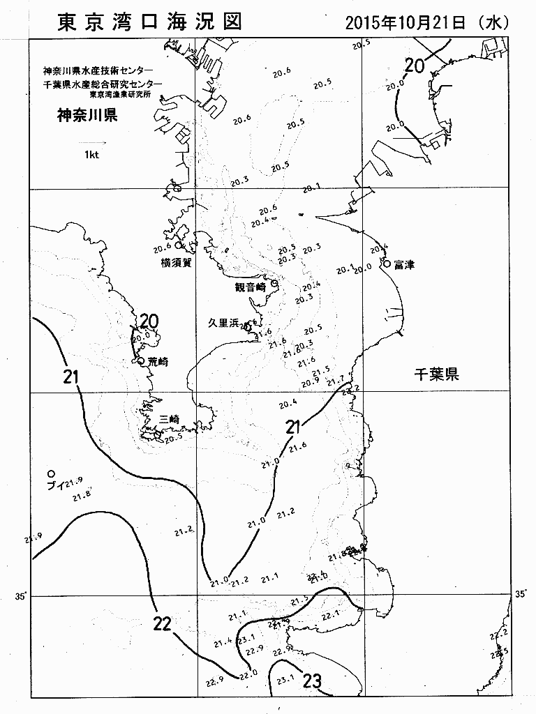 海況図, 東京湾口海況図 検索結果, (水温分布 等を図示)