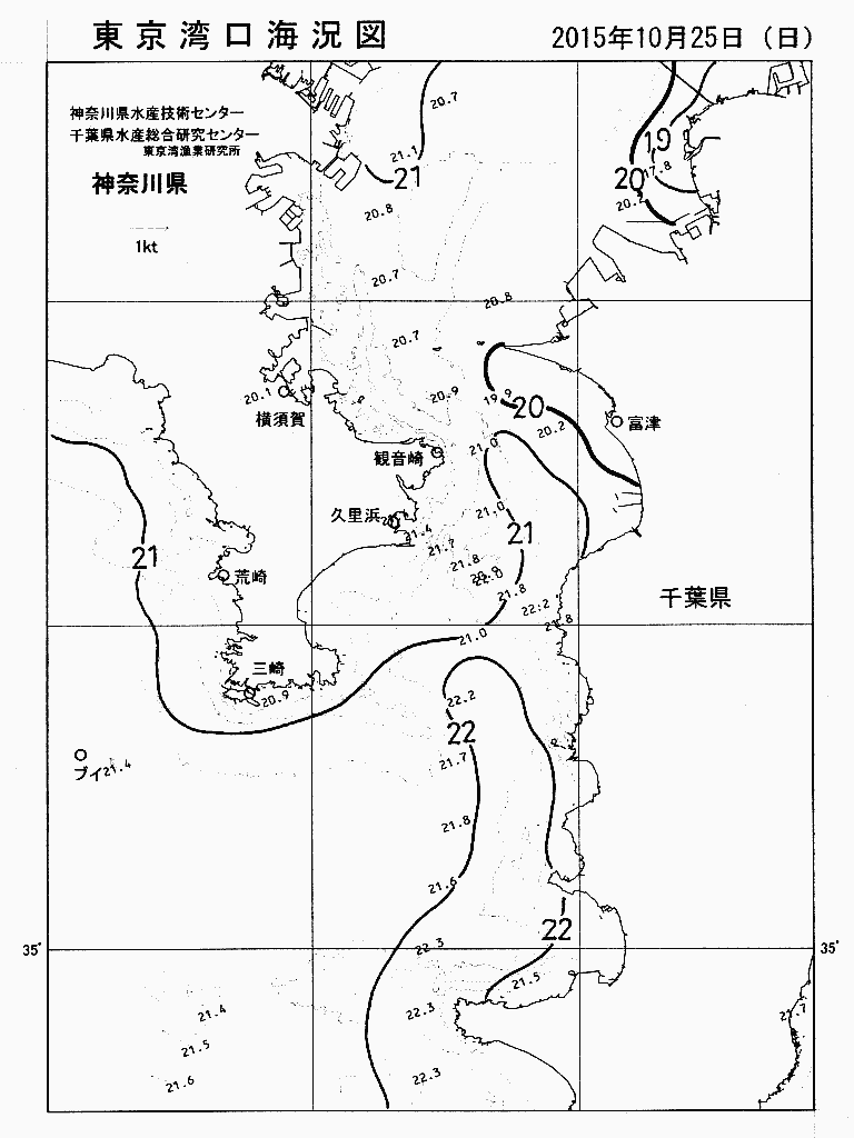海況図, 東京湾口海況図 検索結果, (水温分布 等を図示)
