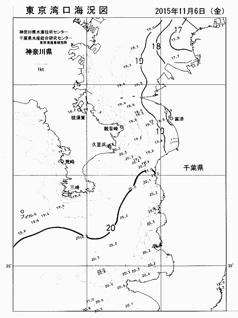 海況図, 東京湾口海況図 検索結果, (水温分布 等を図示)