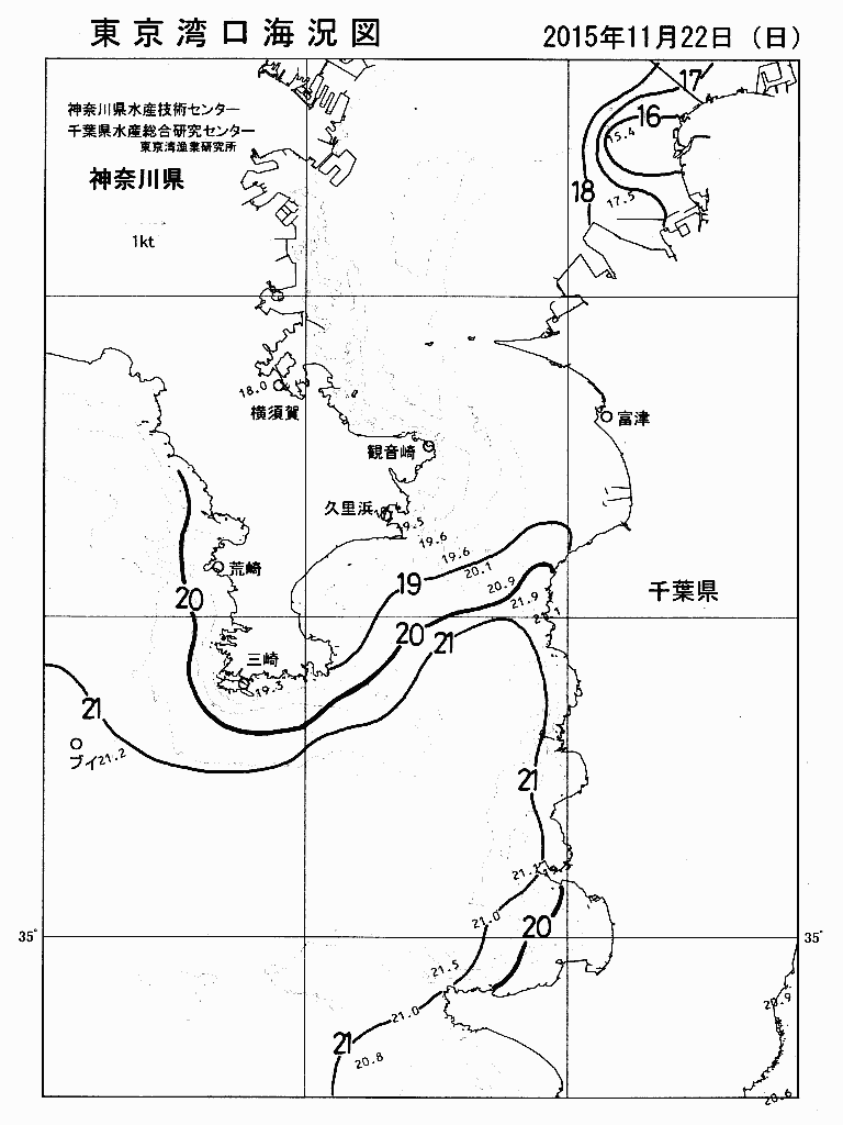 海況図, 東京湾口海況図 検索結果, (水温分布 等を図示)