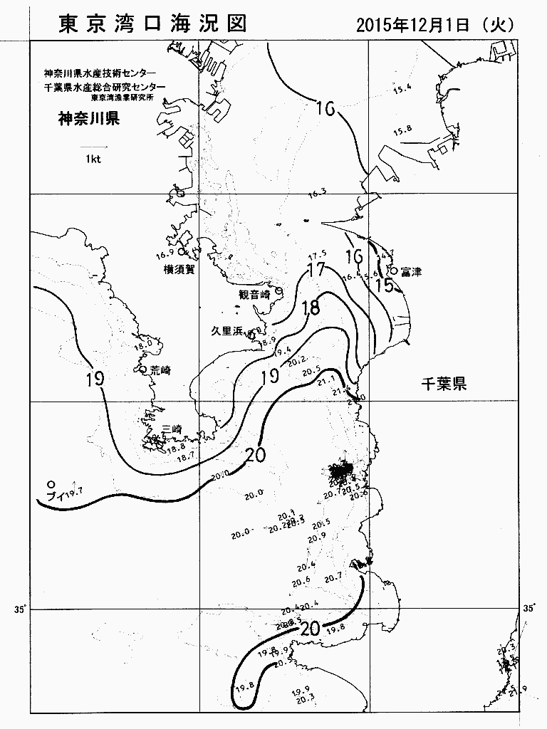 海況図, 東京湾口海況図 検索結果, (水温分布 等を図示)