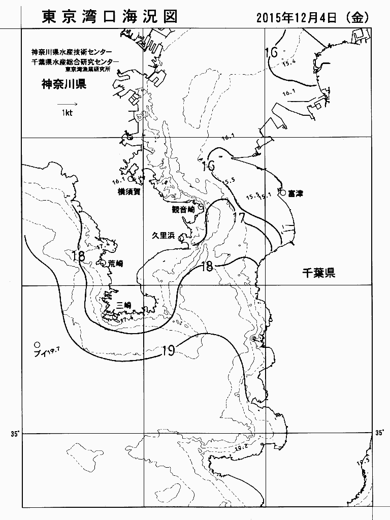 海況図, 東京湾口海況図 検索結果, (水温分布 等を図示)