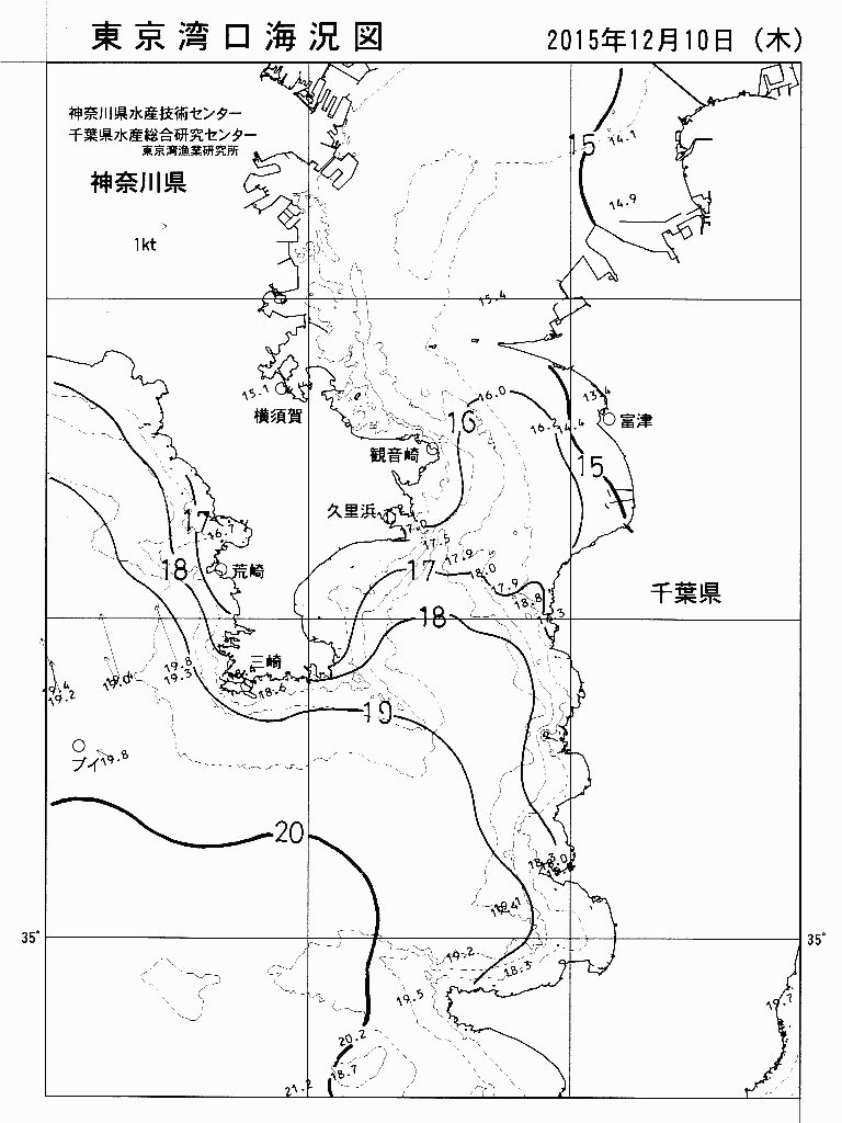 海況図, 東京湾口海況図 検索結果, (水温分布 等を図示)