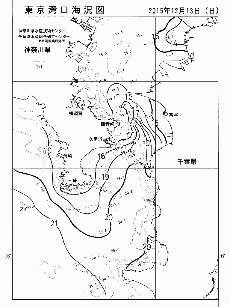 海況図, 東京湾口海況図 検索結果, (水温分布 等を図示)