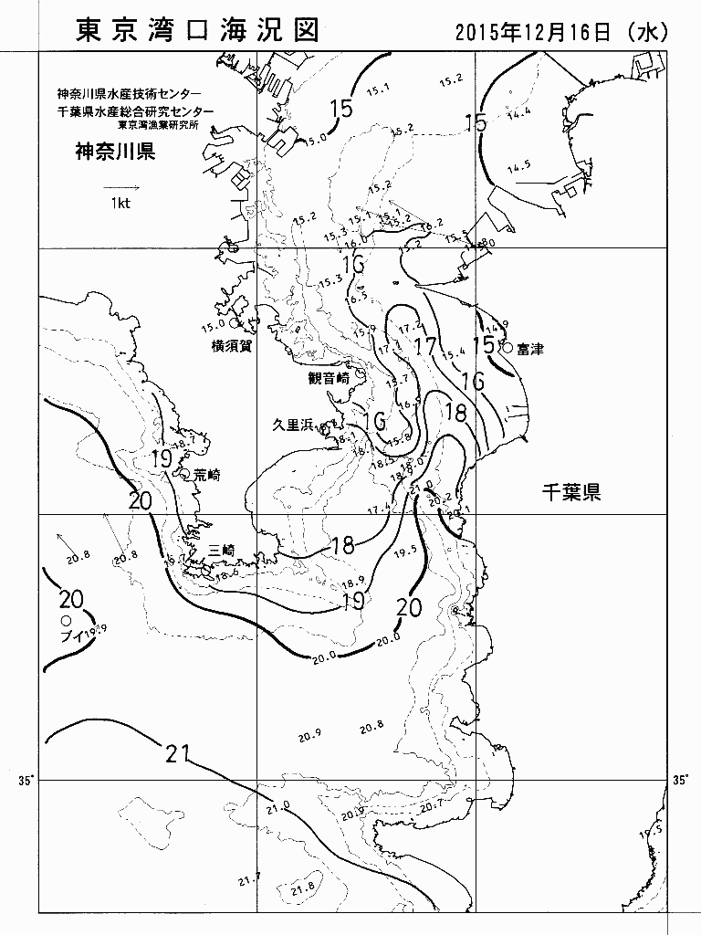 海況図, 東京湾口海況図 検索結果, (水温分布 等を図示)