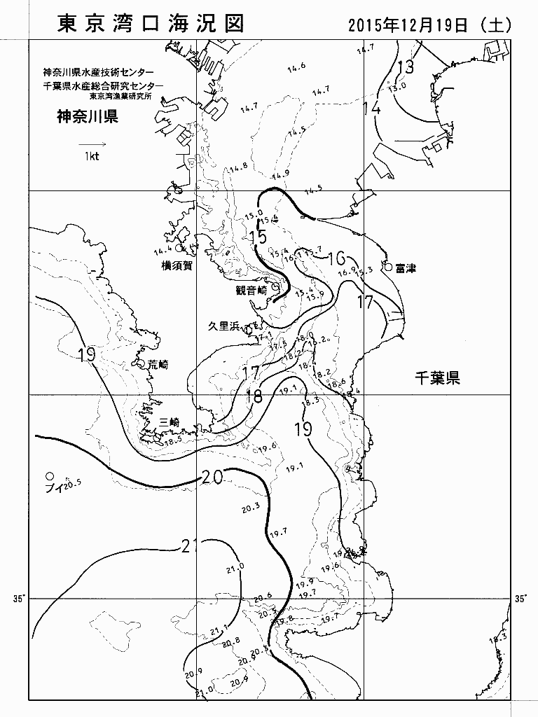 海況図, 東京湾口海況図 検索結果, (水温分布 等を図示)