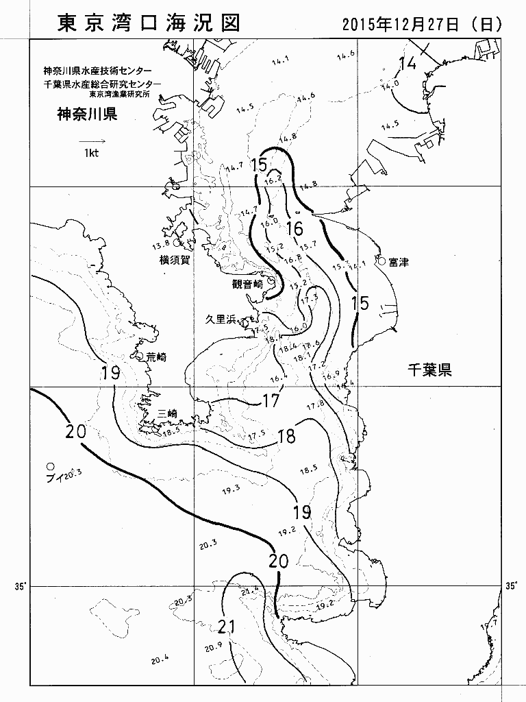 海況図, 東京湾口海況図 検索結果, (水温分布 等を図示)