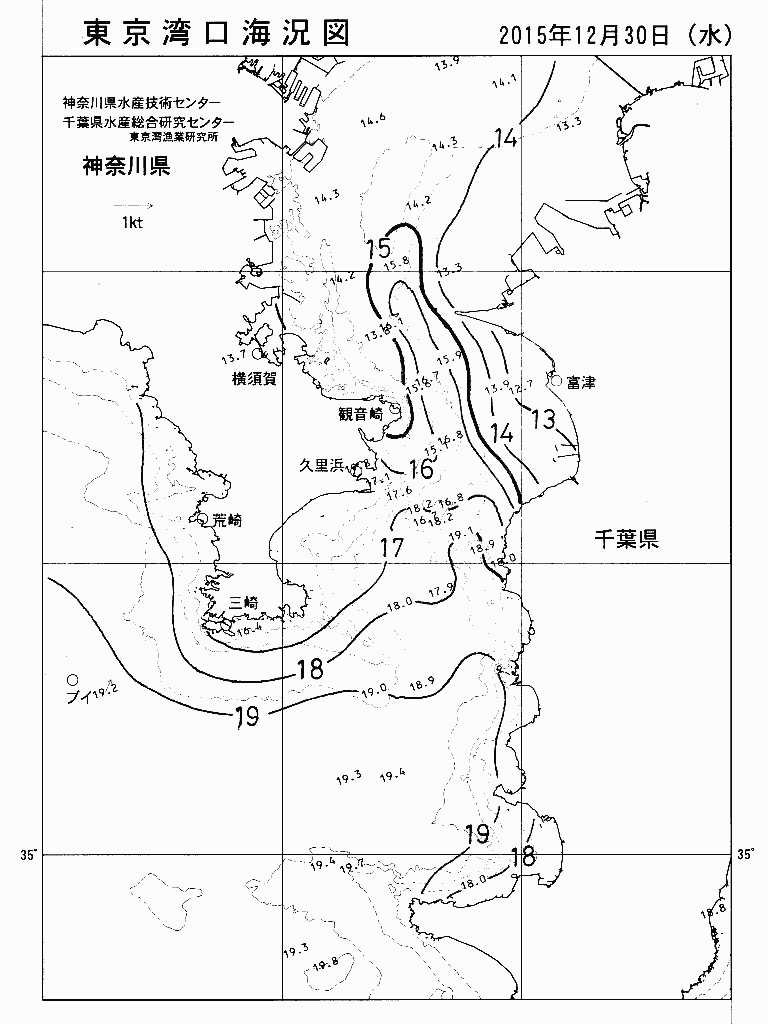 海況図, 東京湾口海況図 検索結果, (水温分布 等を図示)