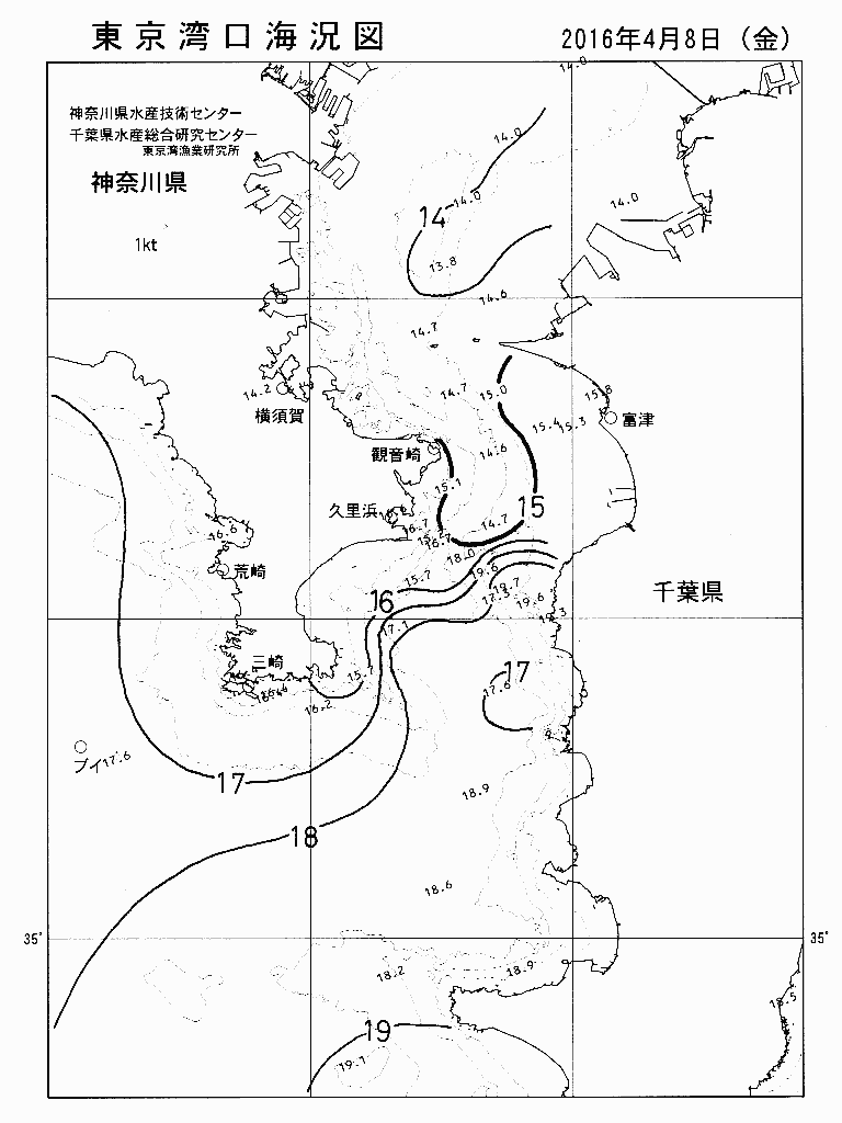海況図, 東京湾口海況図 検索結果, (水温分布 等を図示)