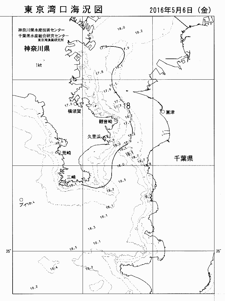 海況図, 東京湾口海況図 検索結果, (水温分布 等を図示)
