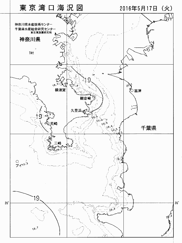 海況図, 東京湾口海況図 検索結果, (水温分布 等を図示)