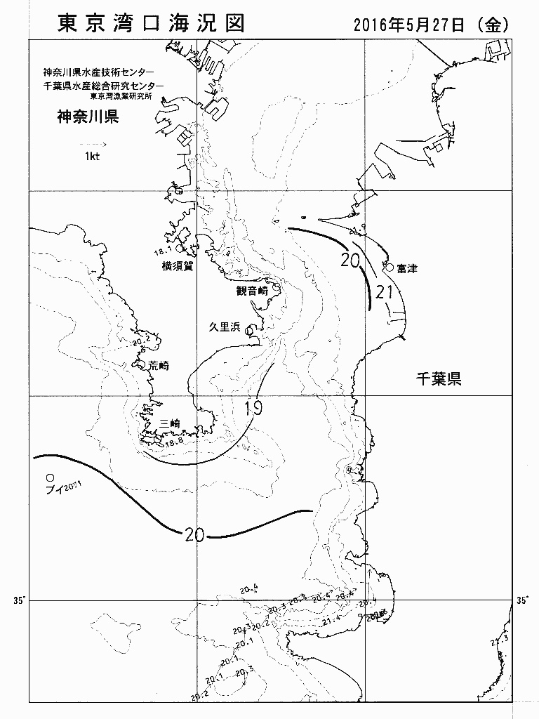 海況図, 東京湾口海況図 検索結果, (水温分布 等を図示)
