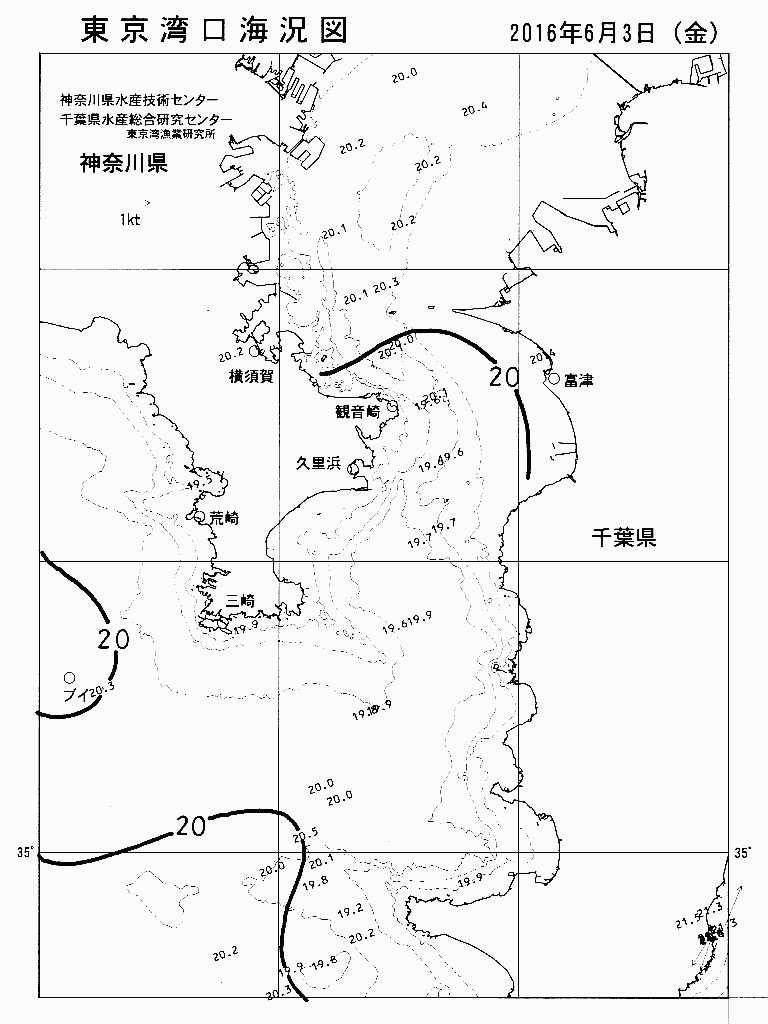 海況図, 東京湾口海況図 検索結果, (水温分布 等を図示)