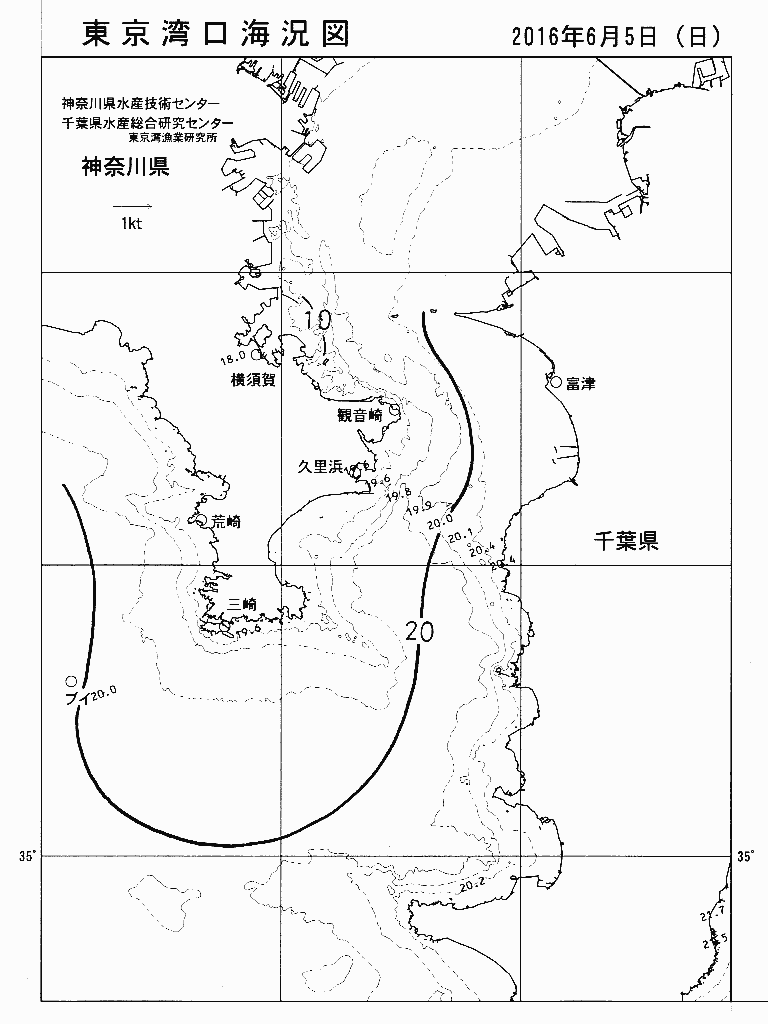 海況図, 東京湾口海況図 検索結果, (水温分布 等を図示)