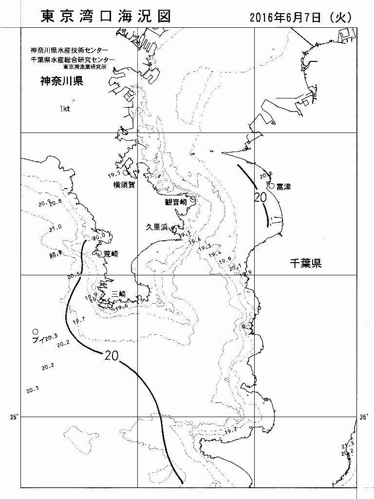 海況図, 東京湾口海況図 検索結果, (水温分布 等を図示)