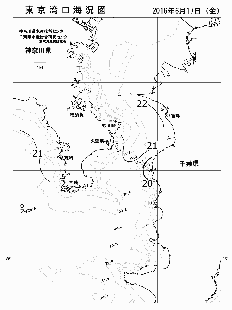 海況図, 東京湾口海況図 検索結果, (水温分布 等を図示)