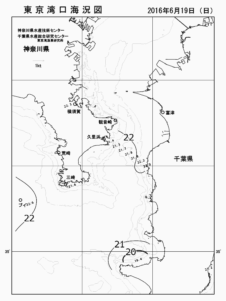 海況図, 東京湾口海況図 検索結果, (水温分布 等を図示)