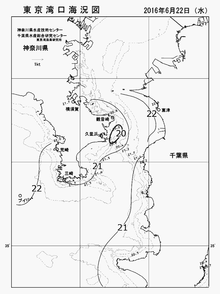 海況図, 東京湾口海況図 検索結果, (水温分布 等を図示)