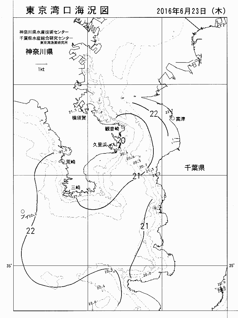 海況図, 東京湾口海況図 検索結果, (水温分布 等を図示)