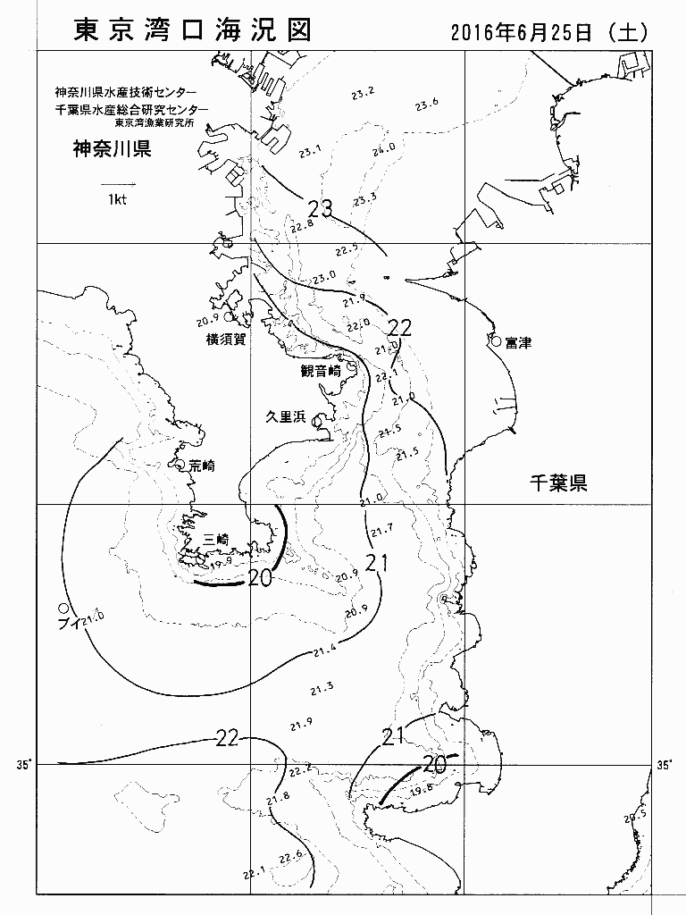 海況図, 東京湾口海況図 検索結果, (水温分布 等を図示)