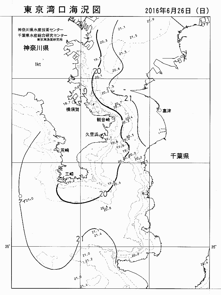 海況図, 東京湾口海況図 検索結果, (水温分布 等を図示)