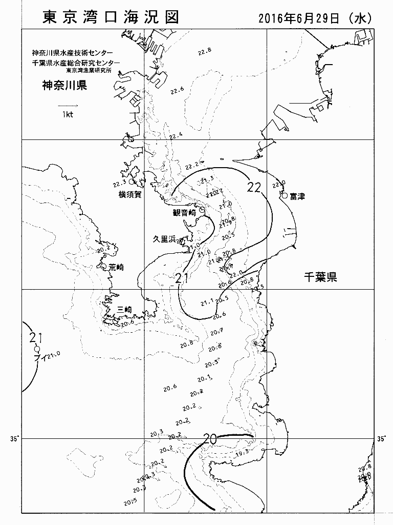 海況図, 東京湾口海況図 検索結果, (水温分布 等を図示)